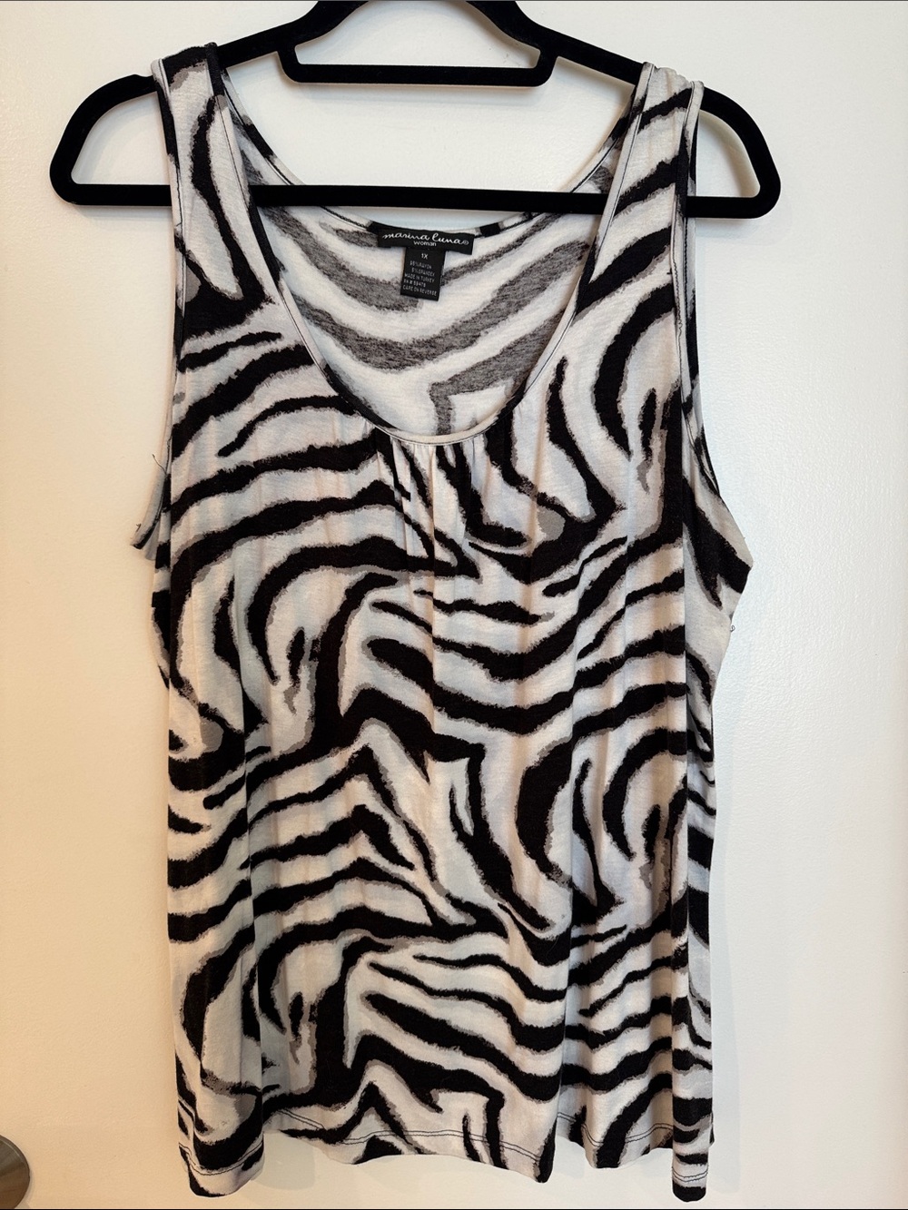Marina Luna Black and White Zebra Print Tank